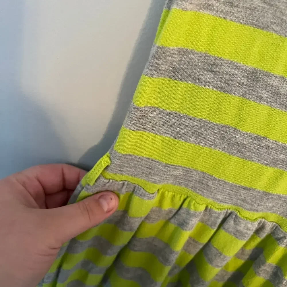 Velvet Butterfly Girls Striped Sleeveless Dress Size 10 / 12 Bright Green & Gray